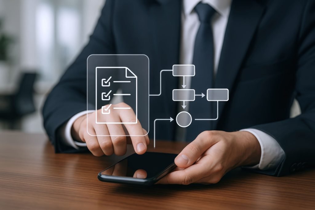 vecteezy-businessman-using-a-smartphone-with-workflow-automation-and-70634299